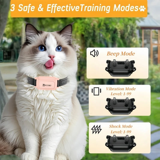 YHLC 800m Cat Anti Meowing Collar, Automatic No Shock Vibration Collar for Cats, Cat Trainer Designed Collar for Stop Meowing