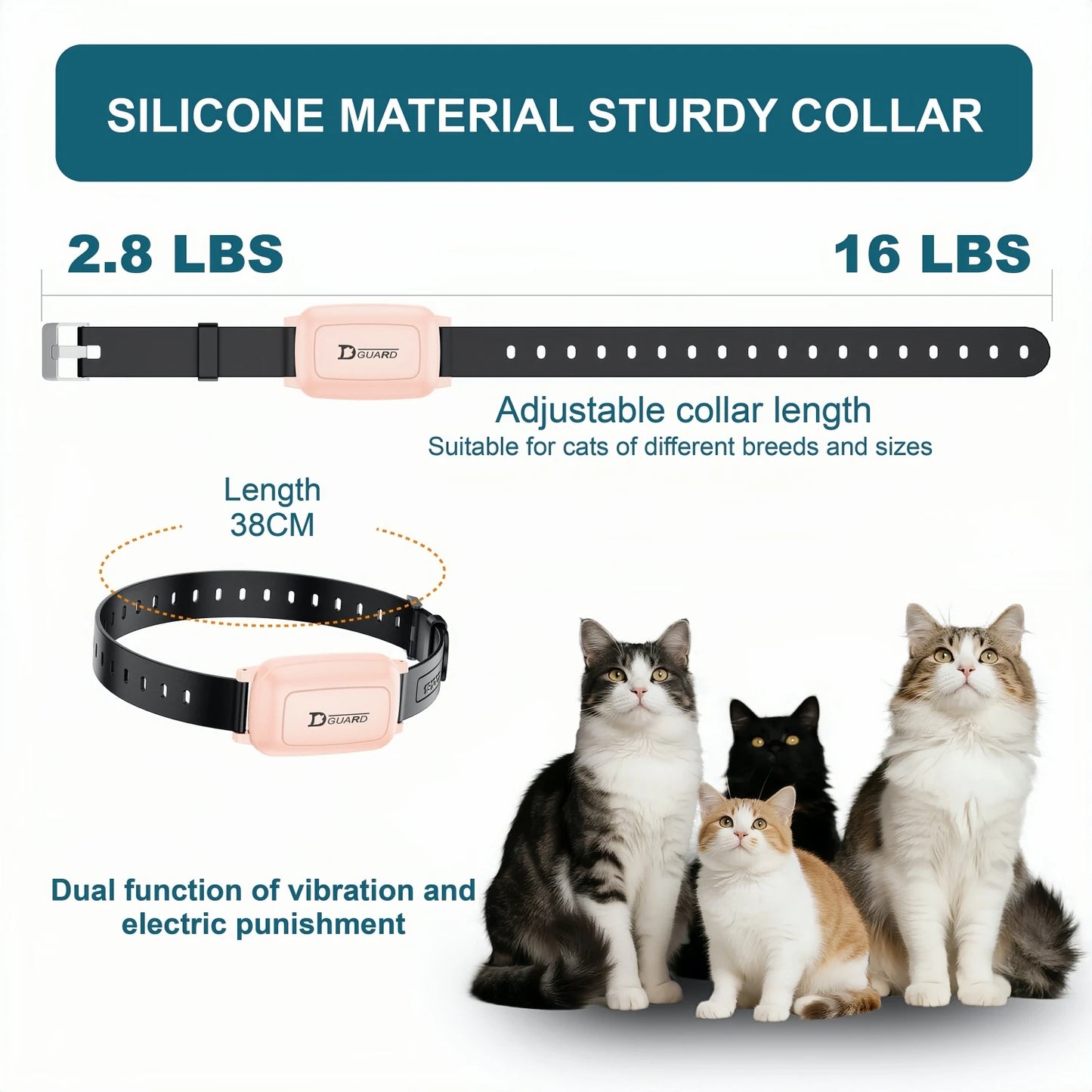YHLC 800m Cat Anti Meowing Collar, Automatic No Shock Vibration Collar for Cats, Cat Trainer Designed Collar for Stop Meowing