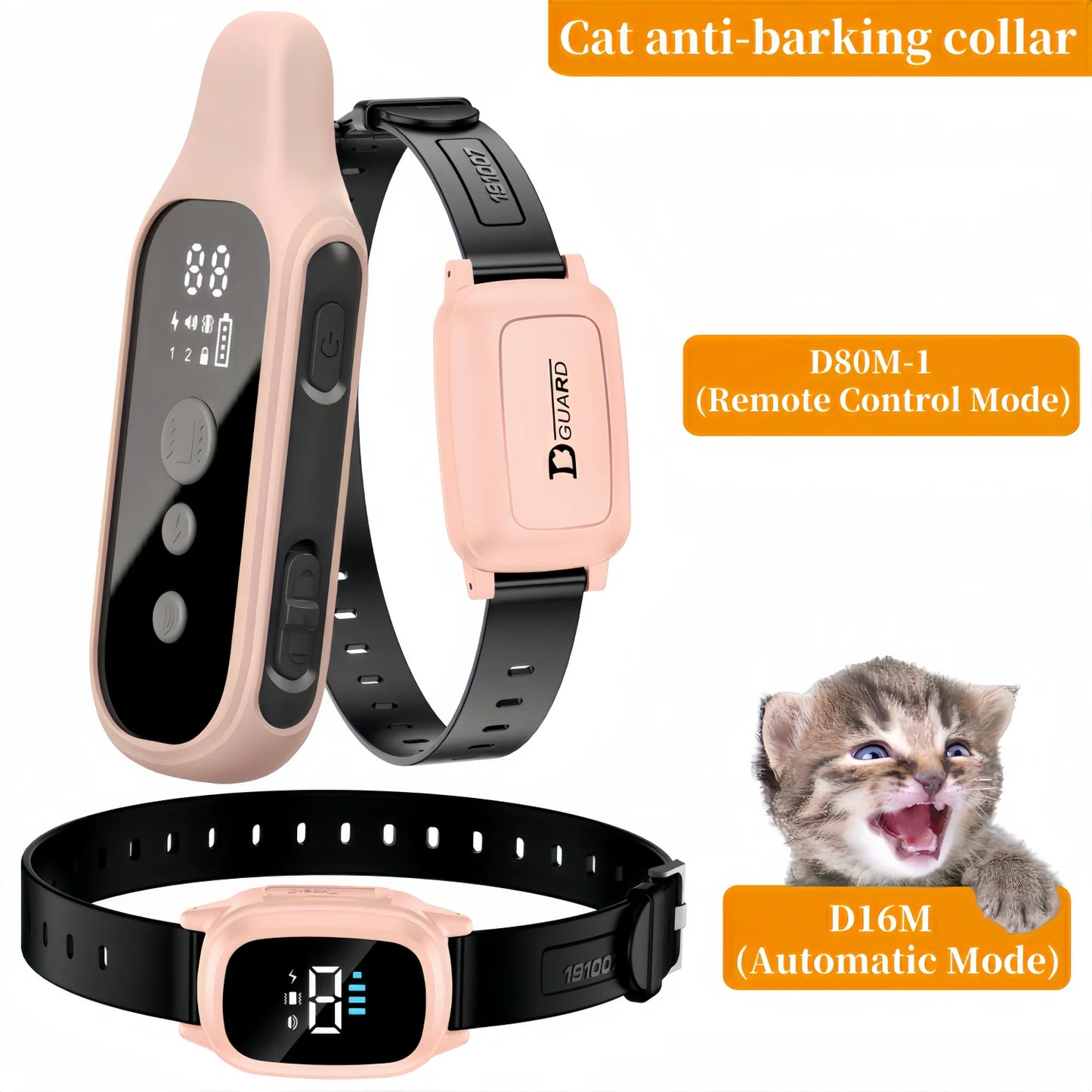 YHLC 800m Cat Anti Meowing Collar, Automatic No Shock Vibration Collar for Cats, Cat Trainer Designed Collar for Stop Meowing